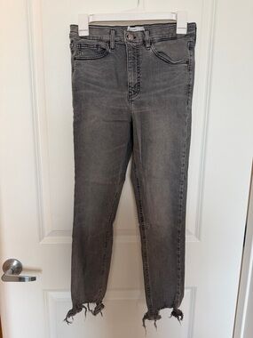 Topshop JAMIE Gray Washed Skinny Jeans with Frayed Hem